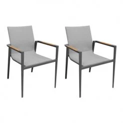 Meubletmoi Lot De 2 Chaises De Jardin Avec Accoudoirs En Teck Et Textilène