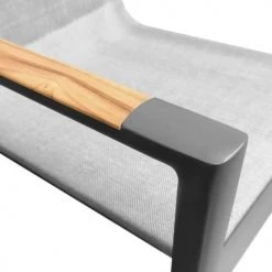 Meubletmoi Lot De 2 Chaises De Jardin Avec Accoudoirs En Teck Et Textilène -Fauteuils de jardin Soldes Boutique lot de 2 chaises de jardin avec accoudoirs en teck et textilene 4