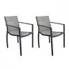 Meubletmoi Lot De 2 Chaises De Jardin Avec Accoudoirs En Teck Et Textilène -Fauteuils de jardin Soldes Boutique lot de 2 chaises de jardin avec accoudoirs en teck et textilene 5