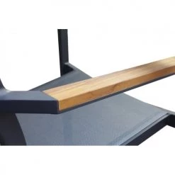 Meubletmoi Lot De 2 Chaises De Jardin Avec Accoudoirs En Teck Et Textilène -Fauteuils de jardin Soldes Boutique lot de 2 chaises de jardin avec accoudoirs en teck et textilene 9