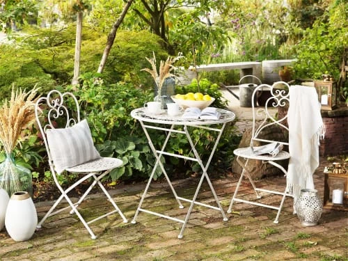 Beliani Lot De 2 Chaises De Jardin Beiges 4 Beliani Lot De 2 Chaises De Jardin Beiges – Image 2