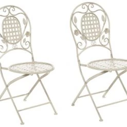 Beliani Lot De 2 Chaises De Jardin Blanc Cassé