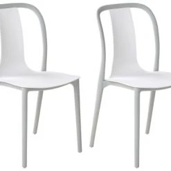 Beliani Lot De 2 Chaises De Jardin Blanc Et Gris Clair