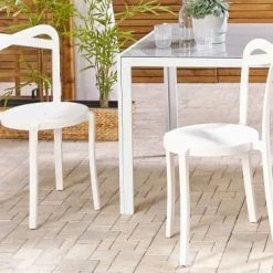 Beliani Lot De 2 Chaises De Jardin Blanches -Fauteuils de jardin Soldes Boutique lot de 2 chaises de jardin blanches 1
