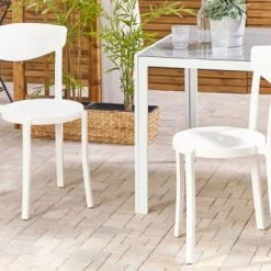 Beliani Lot De 2 Chaises De Jardin Blanches -Fauteuils de jardin Soldes Boutique lot de 2 chaises de jardin blanches 7