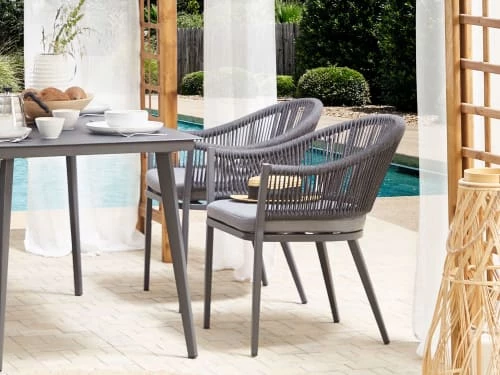 Beliani Lot De 2 Chaises De Jardin De Couleur Grise 4 Beliani Lot De 2 Chaises De Jardin De Couleur Grise – Image 2