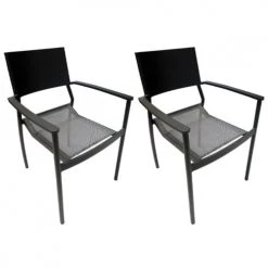 Meubletmoi Lot De 2 Chaises De Jardin En Aluminium Et Revêtement Textilène