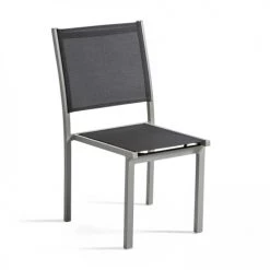 Oviala Lot De 2 Chaises De Jardin En Aluminium Et Textilène Gris -Fauteuils de jardin Soldes Boutique lot de 2 chaises de jardin en aluminium et textilene gris 2