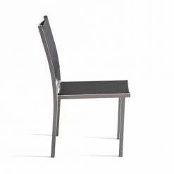Oviala Lot De 2 Chaises De Jardin En Aluminium Et Textilène Gris -Fauteuils de jardin Soldes Boutique lot de 2 chaises de jardin en aluminium et textilene gris 4