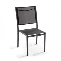 Oviala Lot De 2 Chaises De Jardin En Aluminium Et Textilène Noir -Fauteuils de jardin Soldes Boutique lot de 2 chaises de jardin en aluminium et textilene noir 1