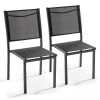 Oviala Lot De 2 Chaises De Jardin En Aluminium Et Textilène Noir -Fauteuils de jardin Soldes Boutique lot de 2 chaises de jardin en aluminium et textilene noir