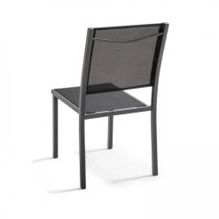 Oviala Lot De 2 Chaises De Jardin En Aluminium Et Textilène Noir -Fauteuils de jardin Soldes Boutique lot de 2 chaises de jardin en aluminium et textilene noir 2