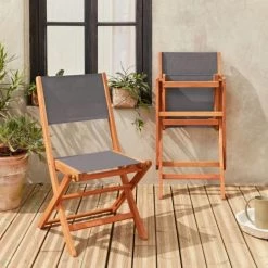 Alice's Garden Lot De 2 Chaises De Jardin En Bois Anthracite -Fauteuils de jardin Soldes Boutique lot de 2 chaises de jardin en bois anthracite 2