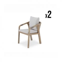 Kerama Lot De 2 Chaises De Jardin En Bois D'acacia Et En Corde Tressée