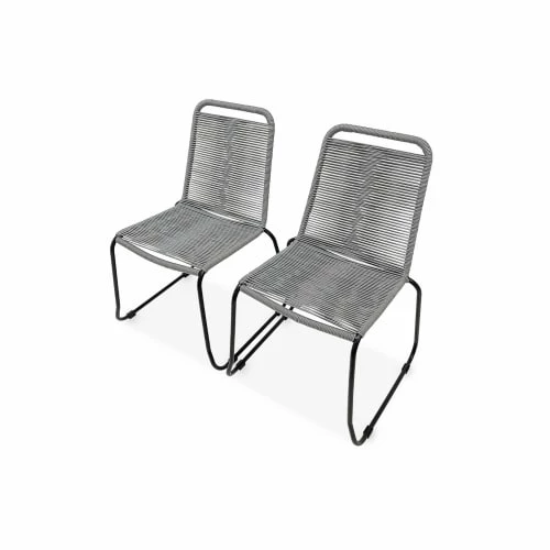 Alice's Garden Lot De 2 Chaises De Jardin En Corde Gris Clair 3 Alice's Garden Lot De 2 Chaises De Jardin En Corde Gris Clair