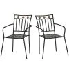 Outsunny Lot De 2 Chaises De Jardin Métal Style Fer Forgé Mosaïque Noir -Fauteuils de jardin Soldes Boutique lot de 2 chaises de jardin metal style fer forge mosaique noir