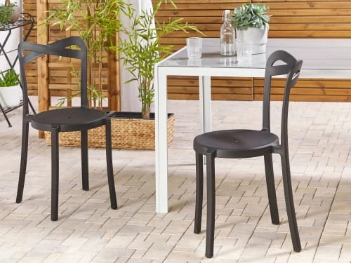 Beliani Lot De 2 Chaises De Jardin Noires 4 Beliani Lot De 2 Chaises De Jardin Noires – Image 2