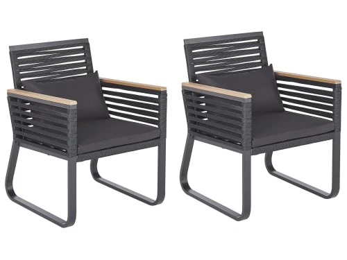 Beliani Lot De 2 Chaises De Jardin Noires 3 Beliani Lot De 2 Chaises De Jardin Noires