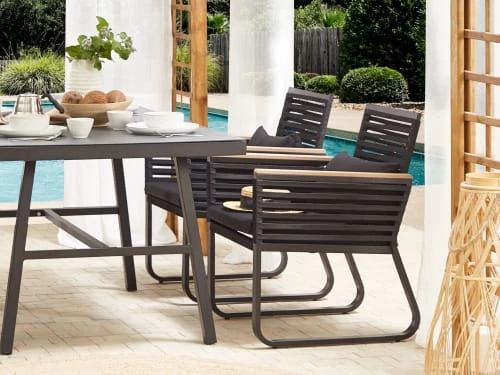 Beliani Lot De 2 Chaises De Jardin Noires 4 Beliani Lot De 2 Chaises De Jardin Noires – Image 2