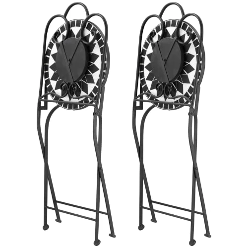 Outsunny Lot De 2 Chaises De Jardin Pliables Style Fer Forgé Mosaïque Céramique 7 Outsunny Lot De 2 Chaises De Jardin Pliables Style Fer Forgé Mosaïque Céramique – Image 5