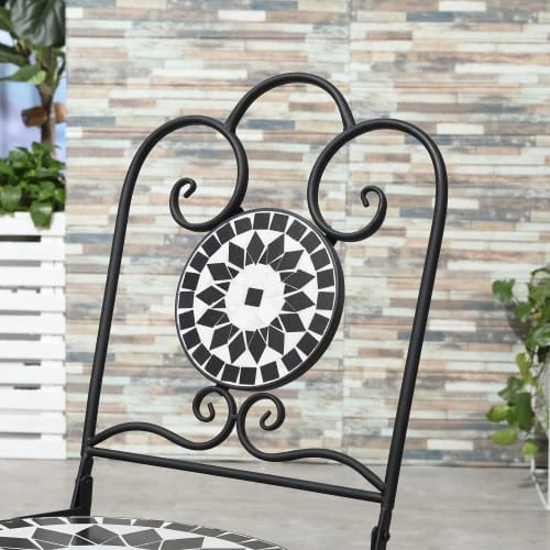 Outsunny Lot De 2 Chaises De Jardin Pliables Style Fer Forgé Mosaïque Céramique 8 Outsunny Lot De 2 Chaises De Jardin Pliables Style Fer Forgé Mosaïque Céramique – Image 6