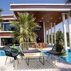 Toilinux Lot De 2 Chaises De Jardin Tressées Design Ethnique Noir -Fauteuils de jardin Soldes Boutique lot de 2 chaises de jardin tressees design ethnique noir 1