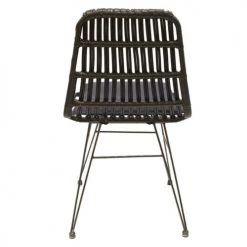 Toilinux Lot De 2 Chaises De Jardin Tressées Design Ethnique Noir -Fauteuils de jardin Soldes Boutique lot de 2 chaises de jardin tressees design ethnique noir 2