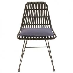 Toilinux Lot De 2 Chaises De Jardin Tressées Design Ethnique Noir -Fauteuils de jardin Soldes Boutique lot de 2 chaises de jardin tressees design ethnique noir 3