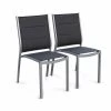 Alice's Garden Chaises De Jardin Lot De 2 Chaises En Aluminium Gris Et Textilène Gris -Fauteuils de jardin Soldes Boutique lot de 2 chaises en aluminium gris et textilene gris