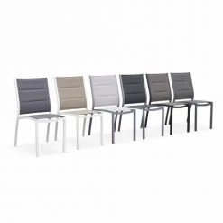 Alice's Garden Chaises De Jardin Lot De 2 Chaises En Aluminium Gris Et Textilène Gris -Fauteuils de jardin Soldes Boutique lot de 2 chaises en aluminium gris et textilene gris 4