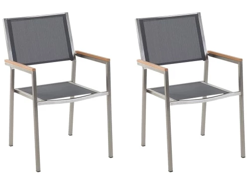 Beliani Chaises De Jardin Lot De 2 Chaises Grises 3 Beliani Chaises De Jardin Lot De 2 Chaises Grises