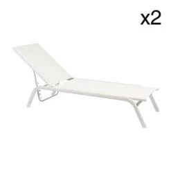 Now’s Home Bains De Soleil Et Chaises Longues Lot De 2 Chaises Longues Pliables Blanches -Fauteuils de jardin Soldes Boutique lot de 2 chaises longues pliables blanches 4