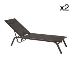 Now’s Home Bains De Soleil Et Chaises Longues Lot De 2 Chaises Longues Pliables Noires -Fauteuils de jardin Soldes Boutique lot de 2 chaises longues pliables noires 5