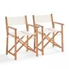 Oviala Chaises De Jardin Lot De 2 Chaises Pliantes En Bois D'eucalyptus Et Textilène Blanc -Fauteuils de jardin Soldes Boutique lot de 2 chaises pliantes en bois d eucalyptus et textilene blanc