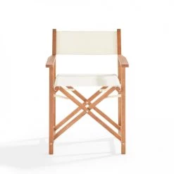 Oviala Chaises De Jardin Lot De 2 Chaises Pliantes En Bois D'eucalyptus Et Textilène Blanc -Fauteuils de jardin Soldes Boutique lot de 2 chaises pliantes en bois d eucalyptus et textilene blanc 3