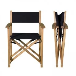 Oviala Chaises De Jardin Lot De 2 Chaises Pliantes En Bois D'eucalyptus Et Textilène Noir -Fauteuils de jardin Soldes Boutique lot de 2 chaises pliantes en bois d eucalyptus et textilene noir 1