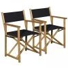 Oviala Chaises De Jardin Lot De 2 Chaises Pliantes En Bois D'eucalyptus Et Textilène Noir -Fauteuils de jardin Soldes Boutique lot de 2 chaises pliantes en bois d eucalyptus et textilene noir