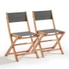 Oviala Chaises De Jardin Lot De 2 Chaises Pliantes En Bois D'eucalyptus + Textilène Noir -Fauteuils de jardin Soldes Boutique lot de 2 chaises pliantes en bois d eucalyptus textilene noir