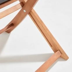 Oviala Chaises De Jardin Lot De 2 Chaises Pliantes En Bois D'eucalyptus + Textilène Noir -Fauteuils de jardin Soldes Boutique lot de 2 chaises pliantes en bois d eucalyptus textilene noir 2
