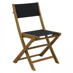 Oviala Chaises De Jardin Lot De 2 Chaises Pliantes En Bois D'eucalyptus + Textilène Noir -Fauteuils de jardin Soldes Boutique lot de 2 chaises pliantes en bois d eucalyptus textilene noir 4