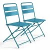 Oviala Chaises De Jardin Lot De 2 Chaises Pliantes En Métal Bleu Pacific -Fauteuils de jardin Soldes Boutique lot de 2 chaises pliantes en metal bleu pacific