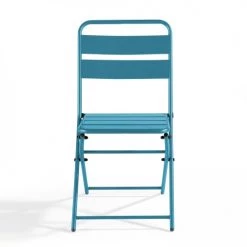 Oviala Chaises De Jardin Lot De 2 Chaises Pliantes En Métal Bleu Pacific -Fauteuils de jardin Soldes Boutique lot de 2 chaises pliantes en metal bleu pacific 2