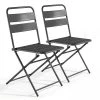 Oviala Chaises De Jardin Lot De 2 Chaises Pliantes En Métal Gris -Fauteuils de jardin Soldes Boutique lot de 2 chaises pliantes en metal gris