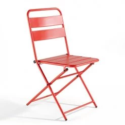 Oviala Chaises De Jardin Lot De 2 Chaises Pliantes En Métal Rouge -Fauteuils de jardin Soldes Boutique lot de 2 chaises pliantes en metal rouge 1