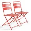 Oviala Chaises De Jardin Lot De 2 Chaises Pliantes En Métal Rouge -Fauteuils de jardin Soldes Boutique lot de 2 chaises pliantes en metal rouge