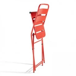 Oviala Chaises De Jardin Lot De 2 Chaises Pliantes En Métal Rouge -Fauteuils de jardin Soldes Boutique lot de 2 chaises pliantes en metal rouge 3