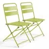 Oviala Chaises De Jardin Lot De 2 Chaises Pliantes En Métal Vert -Fauteuils de jardin Soldes Boutique lot de 2 chaises pliantes en metal vert