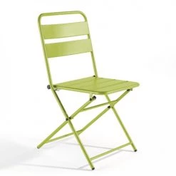Oviala Chaises De Jardin Lot De 2 Chaises Pliantes En Métal Vert -Fauteuils de jardin Soldes Boutique lot de 2 chaises pliantes en metal vert 4