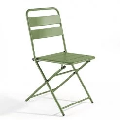 Oviala Chaises De Jardin Lot De 2 Chaises Pliantes En Métal Vert Cactus -Fauteuils de jardin Soldes Boutique lot de 2 chaises pliantes en metal vert cactus 1