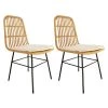 Altobuy Chaises De Jardin Lot De 2 Chaises Tressées Marron Avec Pieds Métal -Fauteuils de jardin Soldes Boutique lot de 2 chaises tressees marron avec pieds metal